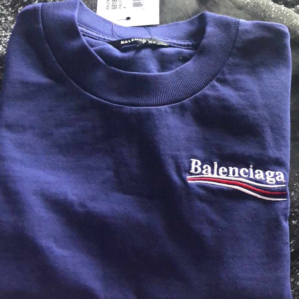 Balenciaga" CAMPAIGN T-SHIRT IN PACIFIC BLUE/WHITE